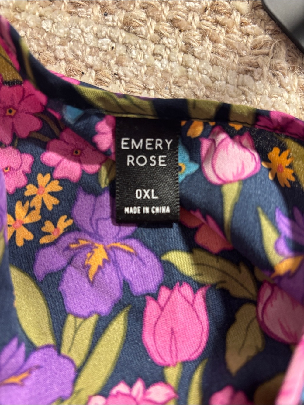 Women's Multicolor Floral Flutter-Sleeve Blouse - Black Base - Picture 6 of 6